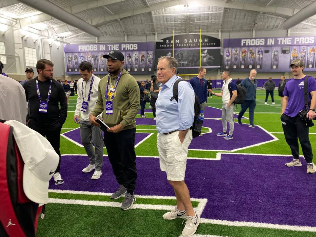 Bill Belichick Meets with Elite WR Prospect Quentin Johnson at TCU Pro